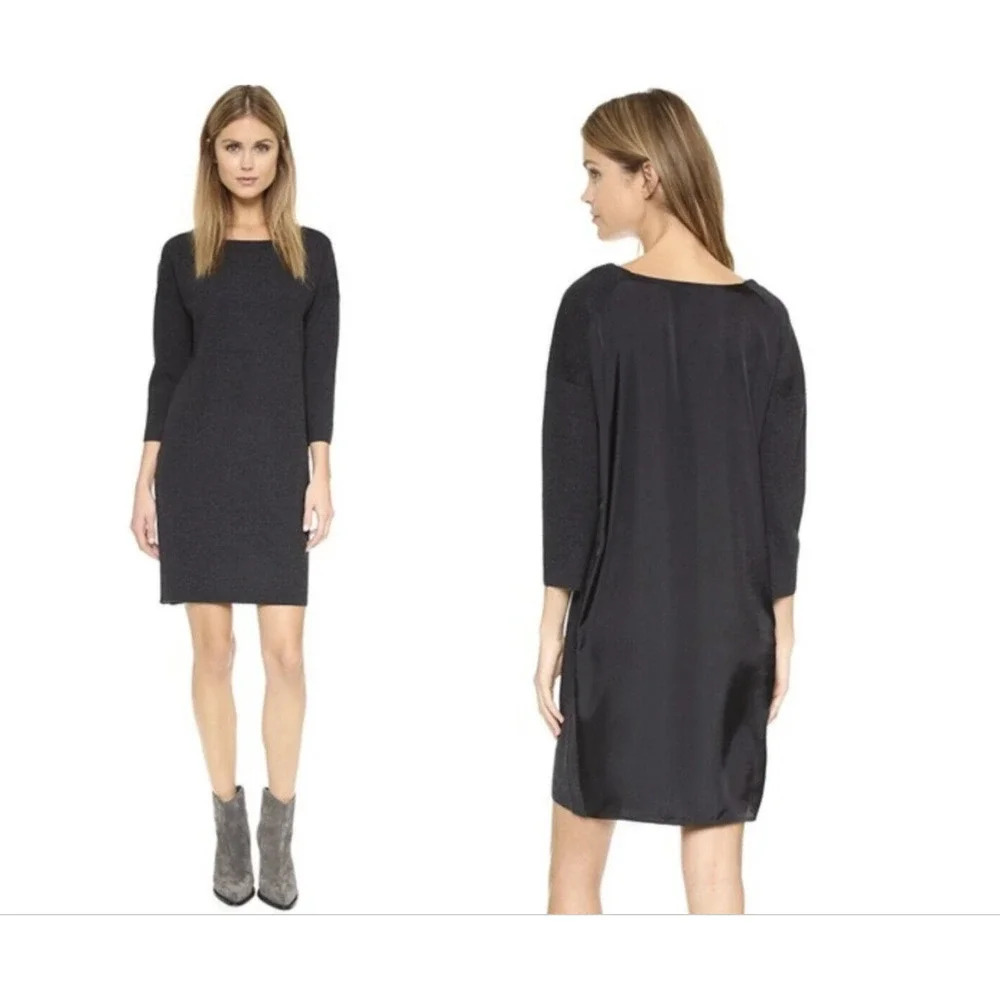 Vince Wool Charcoal Gray Mixed Media Sweater Dress Size Medium